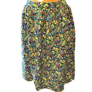 VTG Sak Fifth Avenue Linen Midi Skirt Women16 Floral Cottagecore Lagenlook Beach